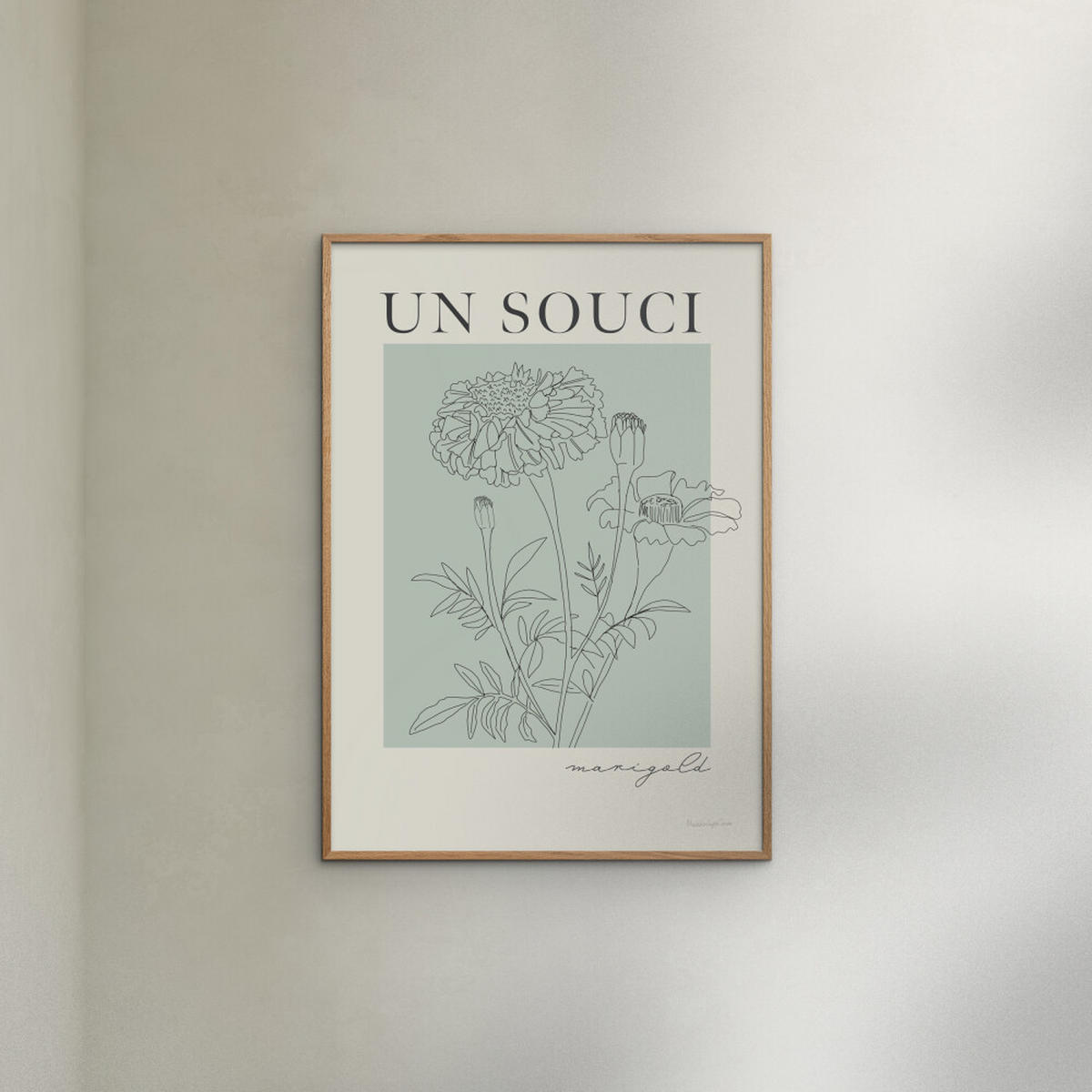 POSTER mit Rahmen Wild Apple - French Flower Poster II - Eichefarben/Grün, Holz/Papier (70/100cm) - Poster&Frame