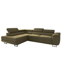 ECKSOFA ATOMIC Mit Schlaffunktion, Stoff Poso, Olive, Links - Olivgrün, Holz (203/277cm) - Kaiser Möbel