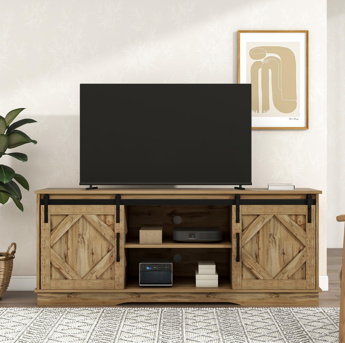TV-SCHRANK mit Schiebetüren 150 x 40 x 60 cm Braun Holzwerkstoff - Braun, Holzwerkstoff (40/60/150cm) - Beauniv