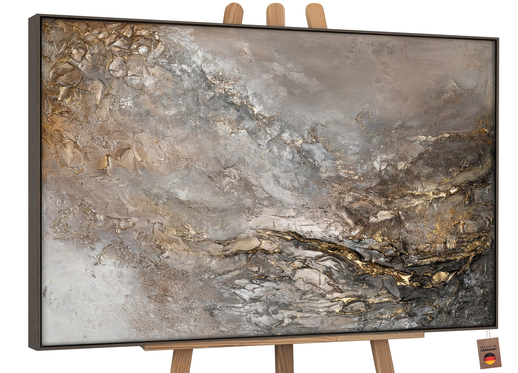 GEMÄLDE Universum II Schattenfugenrahmen Grau 140x100 cm - Grau, Holz (140/100cm) - YS-art gallery