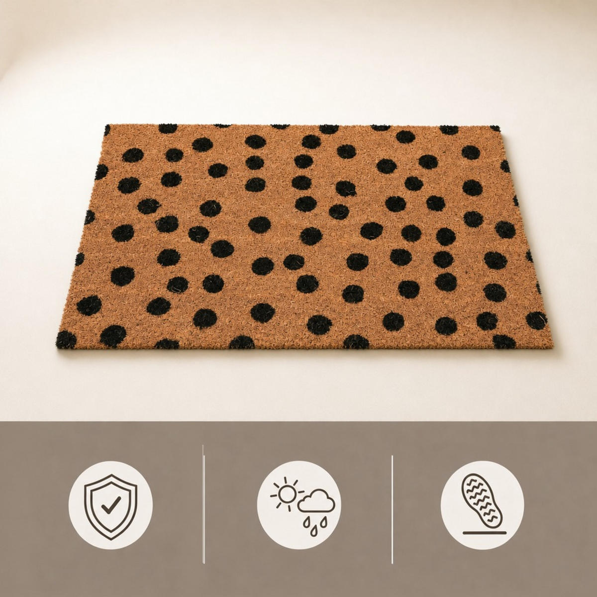 FUSSMATTE Natur Schwarz Kokos 60x40 cm - Multicolor, Kunststoff/Textil (60/40cm) - Relaxdays