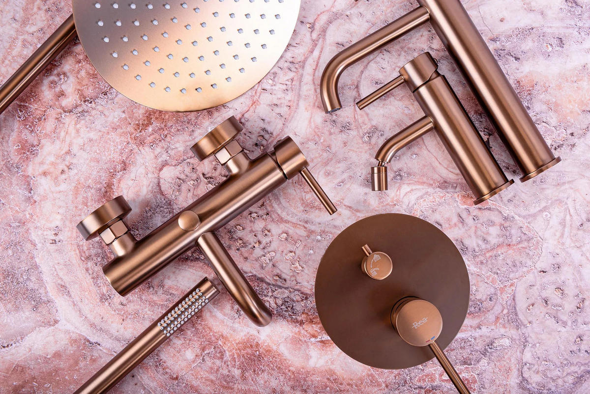 WASCHBECKENARMATUR Rea Lungo Brush Copper High - Kupferfarben, Metall (13/28/13cm) - REA