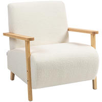 SESSEL mit Rückenlehne, Armlehnen, Gepolstert Loungesessel mit Sherpa-Optik - Weiß, Kunststoff (74.5/78/76cm) - HOMCOM