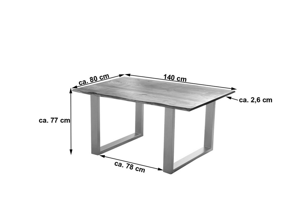 ESSTISCH LAURINA - Silberfarben/Nussbaumfarben, Holz/Metall (80/140/77cm) - SAM