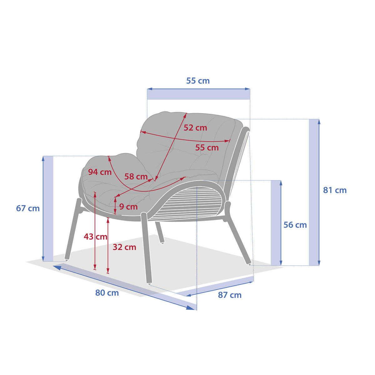 GARTENSTUHL Polyrattan Meloane - Braun, Metall (81/80/87cm)