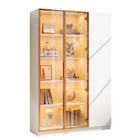 HIGHBOARD 110/35/165 cm in Weiß mit LED-Beleuchtung und Sicherheitsglas - Weiß, Holzwerkstoff (115/165/35cm) - Flora Grace
