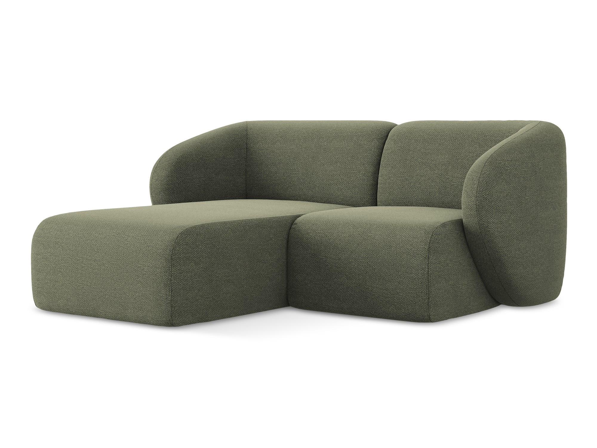 ECKSOFA Links Bouclé Stoff Grün - Schwarz/Olivgrün, Holzwerkstoff/Kunststoff (178/166cm) - Makamii