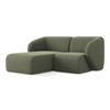 ECKSOFA Links Bouclé Stoff Grün - Schwarz/Olivgrün, Holzwerkstoff/Kunststoff (178/166cm) - Makamii