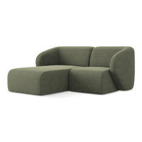 ECKSOFA Links Bouclé Stoff Grün - Schwarz/Olivgrün, Holzwerkstoff/Kunststoff (178/166cm) - Makamii