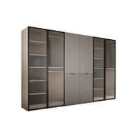 KLEIDERSCHRANK, Gerilltes Glas / Platingrau / Gerilltes Glas, 300 x 200 x 51 cm - Platinfarben/Naturfarben, Holzwerkstoff (300/200/51cm) - 3XE LIVING