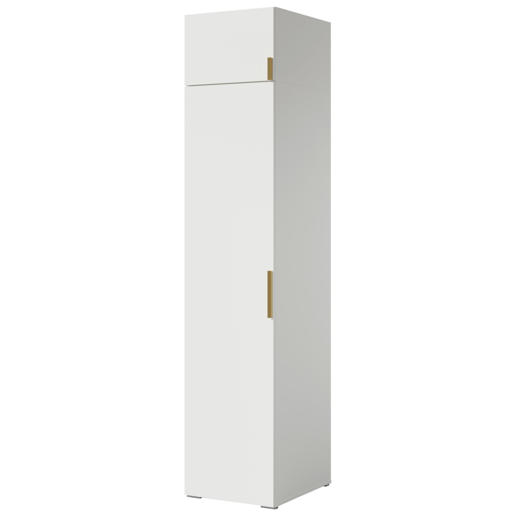 DREHTÜRENSCHRANK mit Einlegeböden und Aufsatz Napoli 1D 50 Weiß (schwarzer oder goldener Griff) - Silberfarben/Schwarz, Holzwerkstoff/Kunststoff (50/35/60cm) - mzm24