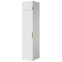 DREHTÜRENSCHRANK mit Einlegeböden und Aufsatz Napoli 1D 50 Weiß (schwarzer oder goldener Griff) - Silberfarben/Schwarz, Holzwerkstoff/Kunststoff (50/35/60cm) - mzm24