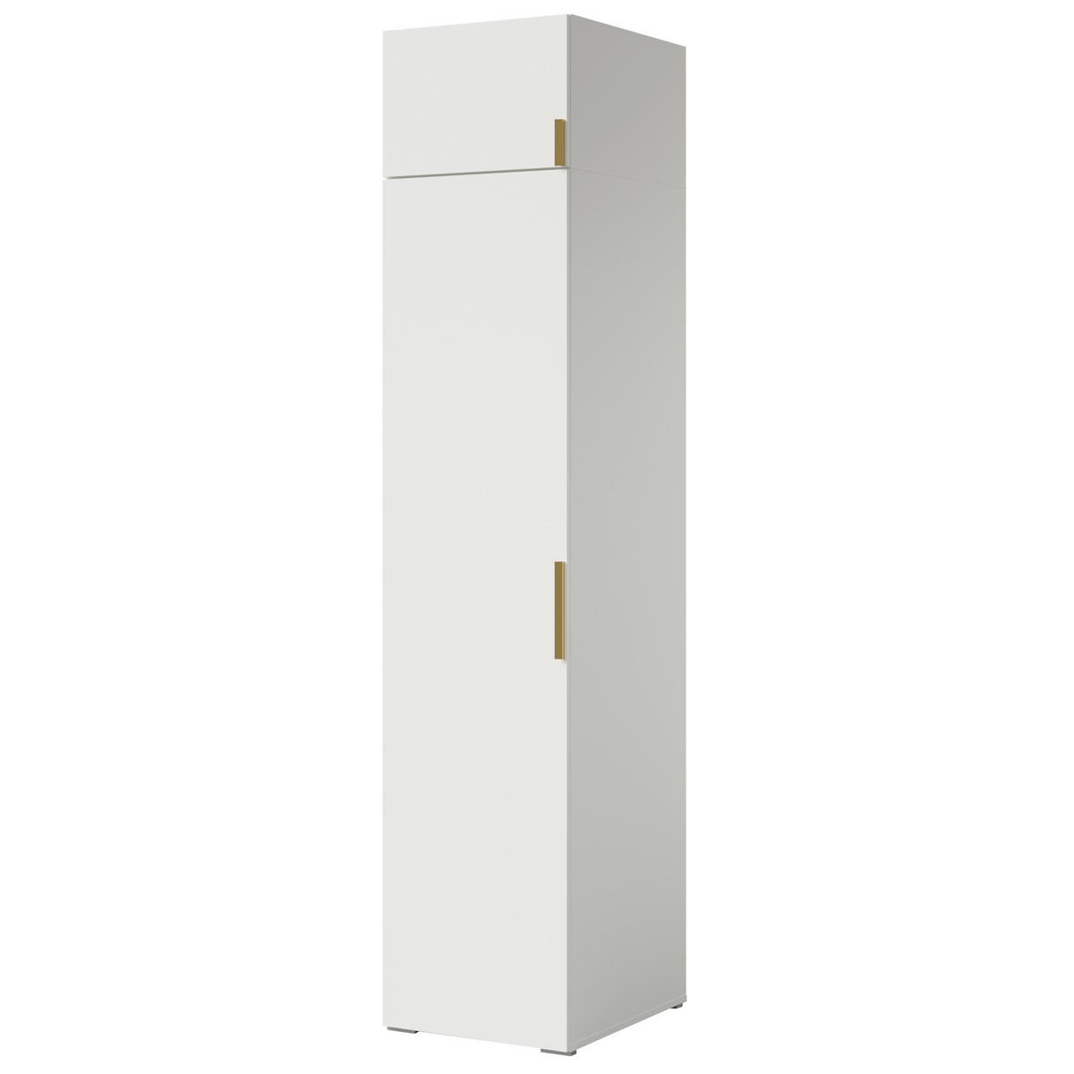 DREHTÜRENSCHRANK mit Einlegeböden und Aufsatz Napoli 1D 50 Weiß (schwarzer oder goldener Griff) - Silberfarben/Schwarz, Holzwerkstoff/Kunststoff (50/35/60cm) - mzm24