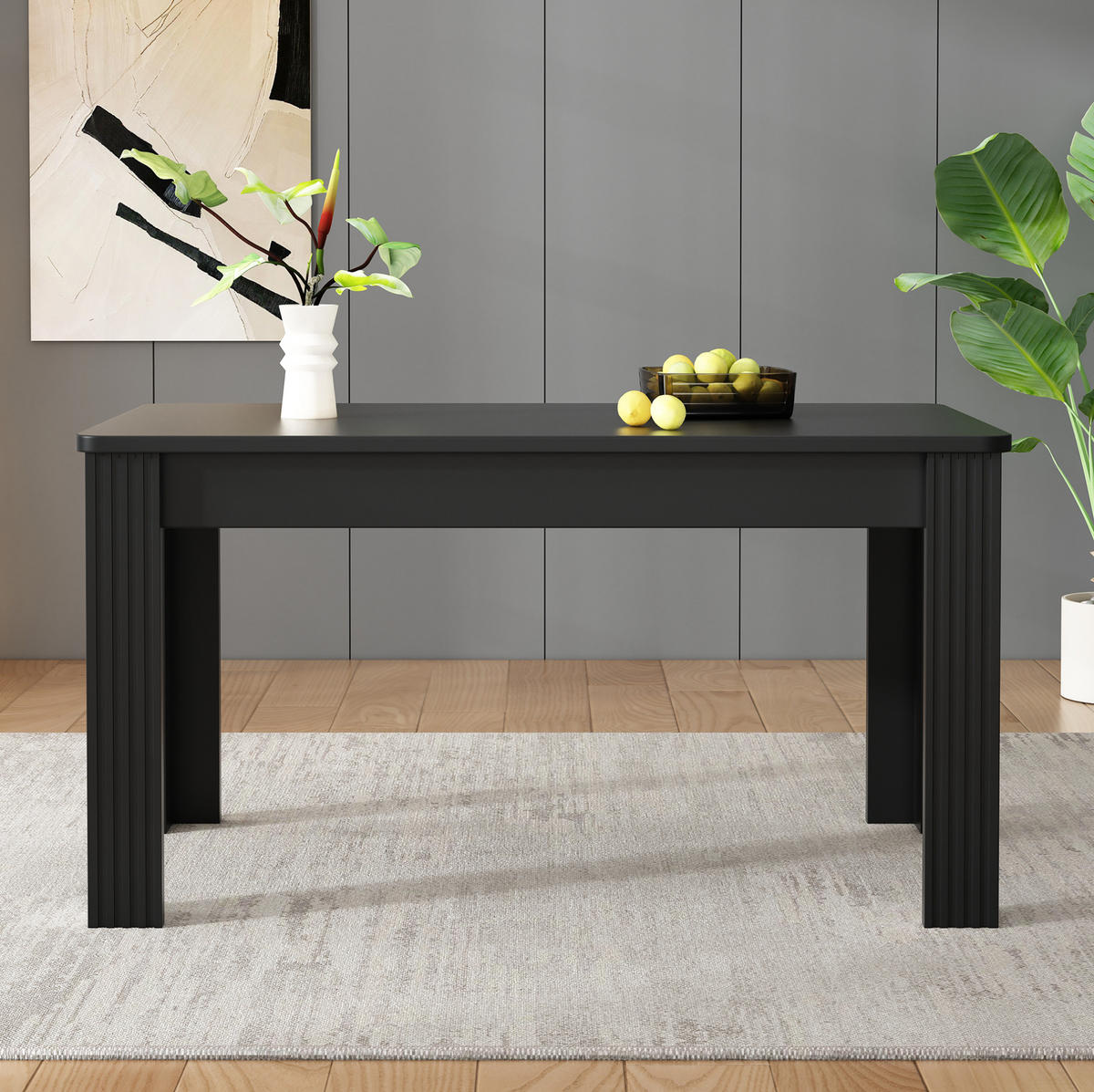 ESSTISCH in Schwarz mit vier stabilen Beinen aus Spanplatte,116/65/75 cm - Schwarz, Holzwerkstoff (116/65/75cm) - Flora Grace