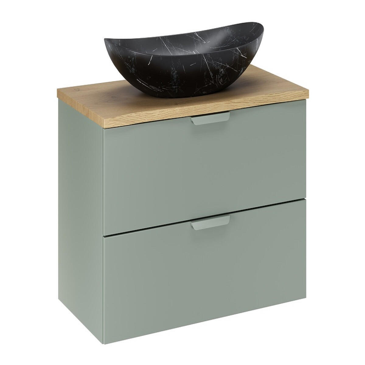 WASCHTISCHKOMBI 80 cm 3 Teile - Aster Green A BM413 in Grün Matt - Schwarz/Grün, Holz/Keramik (80/52.2/46cm)