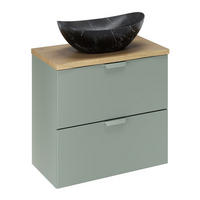 WASCHTISCHKOMBI 80 cm 3 Teile - Aster Green A BM413 in Grün Matt - Schwarz/Grün, Holz/Keramik (80/52.2/46cm)