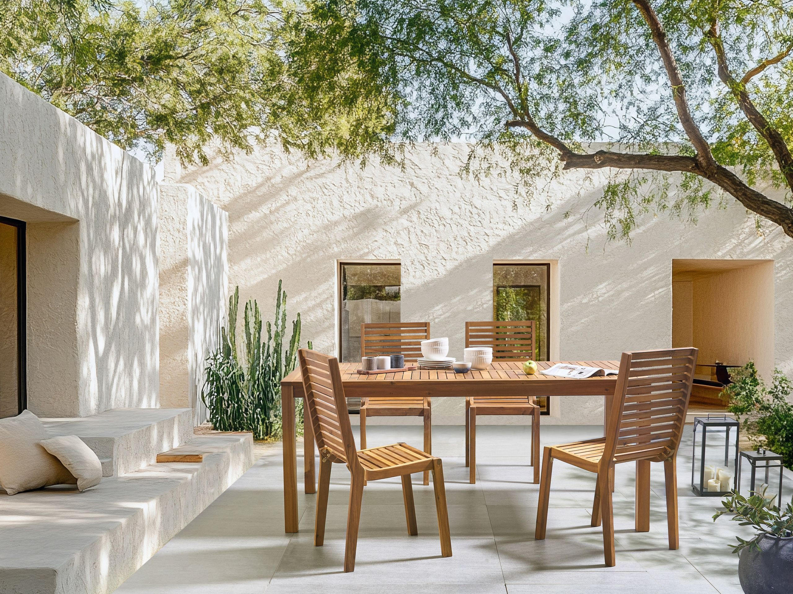 Thumbnail - Beliani Esstisch, Hellbraun, Holz, rechteckig, 90x75x180 cm, Gartenmöbel, Gartentische, Gartentische