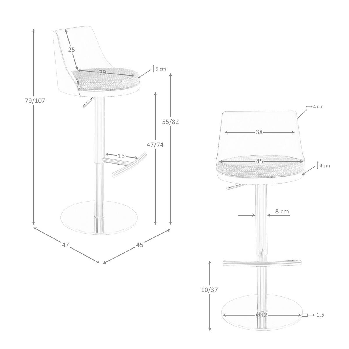 BARHOCKER Drehbarer aus terrakottafarbenem und beigem Stoff und braunem Kunstleder 45/47/79 cm - Pink/Terracotta, Leder/Textil (45/79/47cm) - ANGEL CERDA