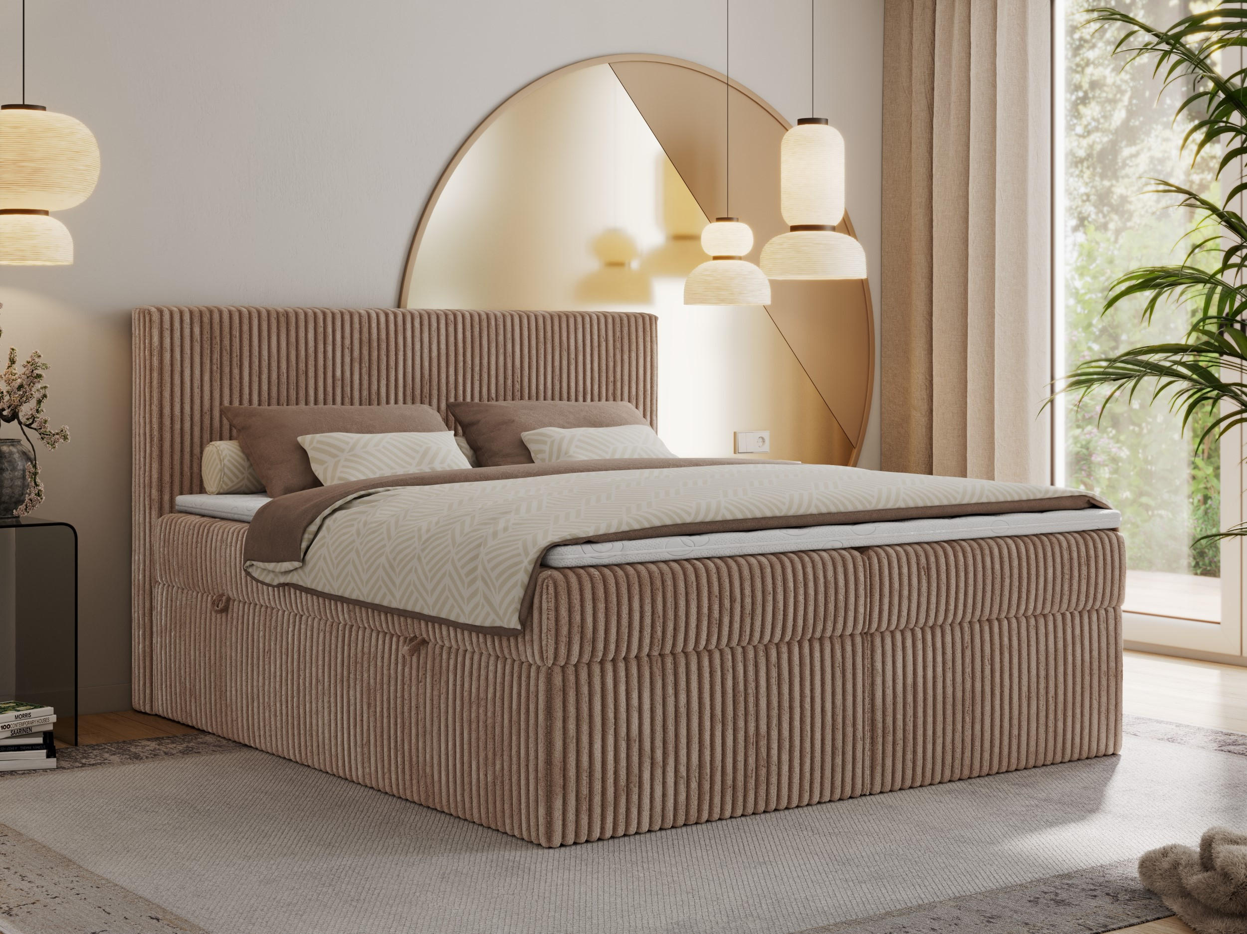 BOXBETT TILIANO 140/200 - Braun Cord - H3 - Braun, Textil (140/200cm) - MKS