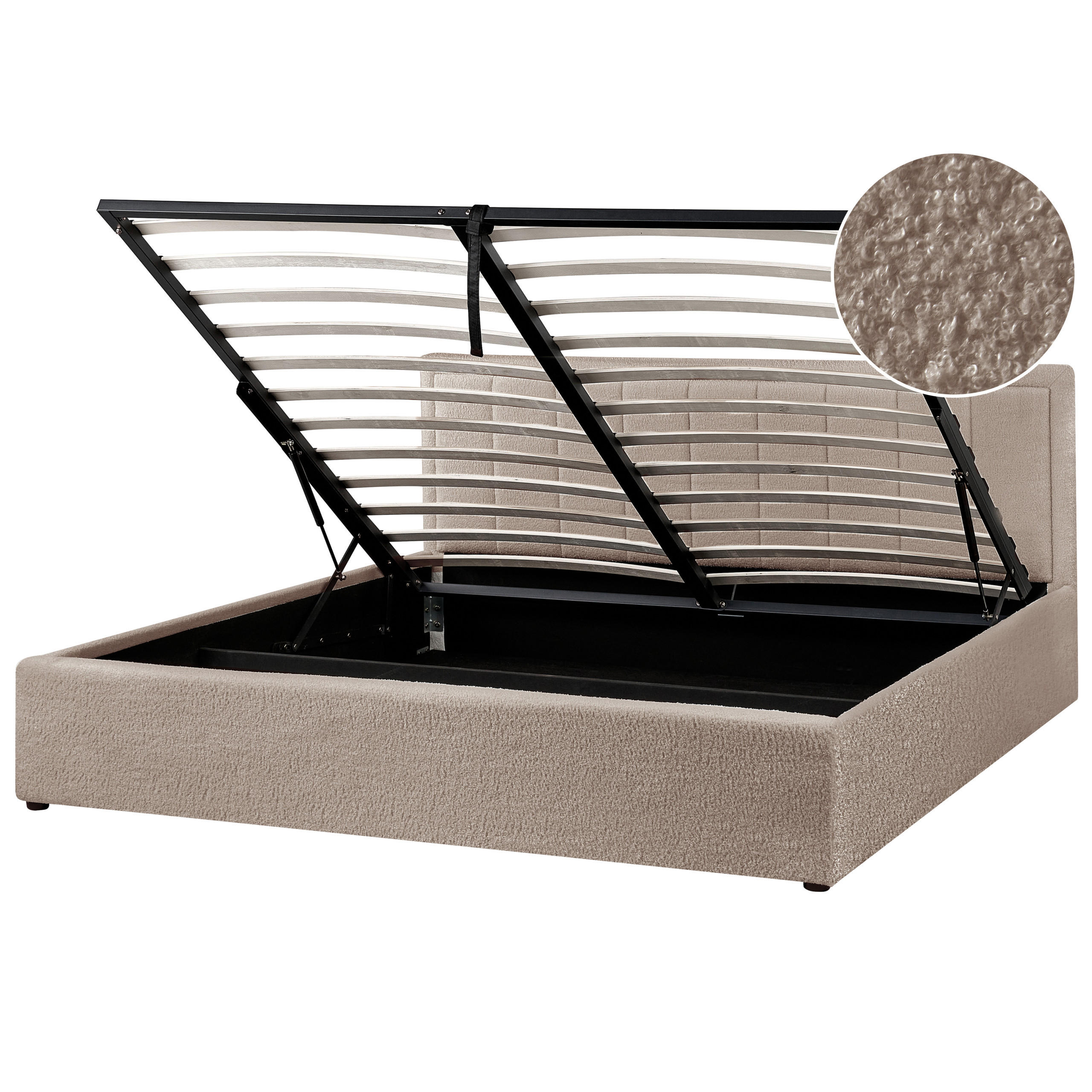 Beliani POSTEL s úložným prostorem 180/200 cm Bouclé Taupe Montlaur