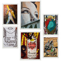 POSTER Set Mit 6 Graffiti Kunst Voller Farbe Anspruch Auf Wandgemälde A3 & A4 Weißer Rahmen - Weiß, Papier (29/3cm) - Nacnic