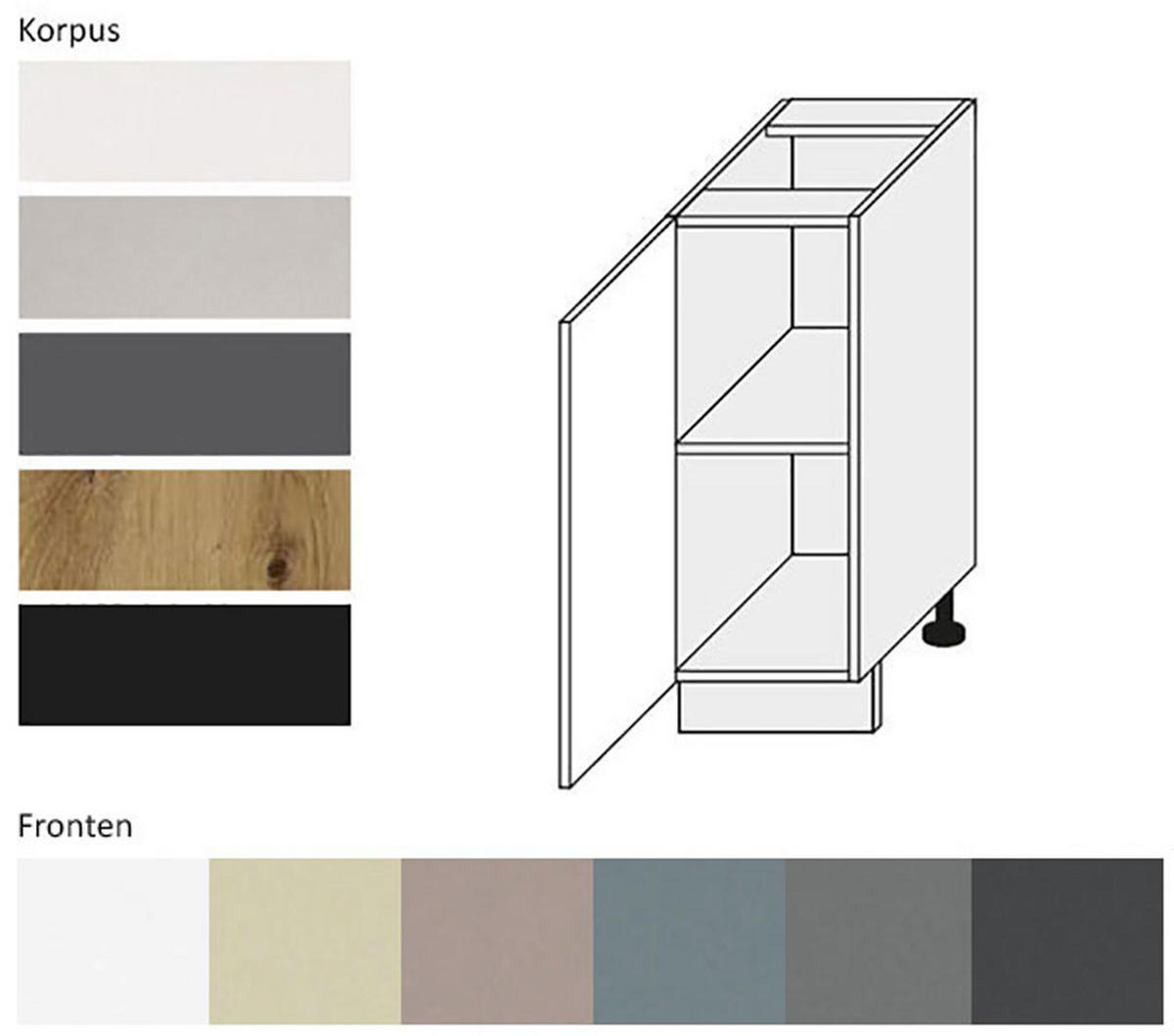 KÜCHENUNTERSCHRANK Kvantum D1D/30 Dust Grey Matt / Schwarz Matt 30 / 50 / 82cm - Schwarz/Grau, Holz/Holzwerkstoff (30/82/50cm) - Feldmann-Wohnen