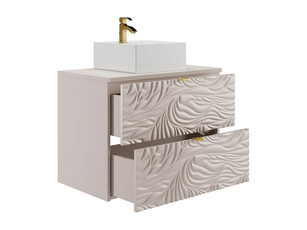 EINZELWASCHTISCH - 80 cm x 46 cm - Holz, Platte - Beige - RINAREL - Beige, Holz (80/60/46cm) - Vente-Unique