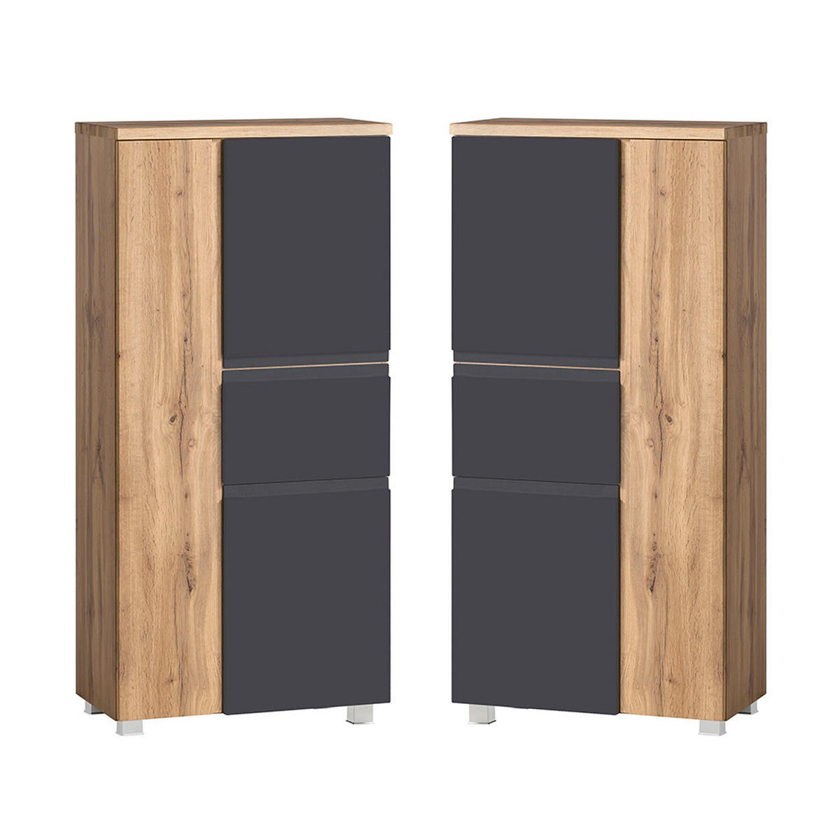 BADMÖBEL-SET 3-TLG. Vasto-03 - Grau, Holzwerkstoff (185/200/47cm) - Lomado