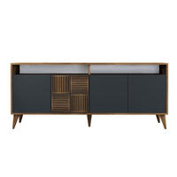 SIDEBOARD 4 Türen L180 cm - Milan - Wildeiche/Anthrazit, Holzwerkstoff (35/78.6/180cm) - Calicosy