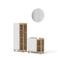 BADMÖBEL-SET Karen Sonoma/Weiß 3 Teile - Weiß/Sonoma Eiche, Holzwerkstoff (60/65/35cm) - Vicco