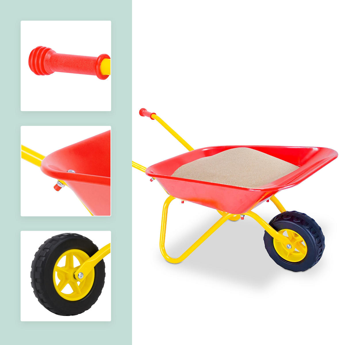 KINDER-SCHUBKARRE - Rot, Kunststoff/Metall (74/43/36cm) - Relaxdays