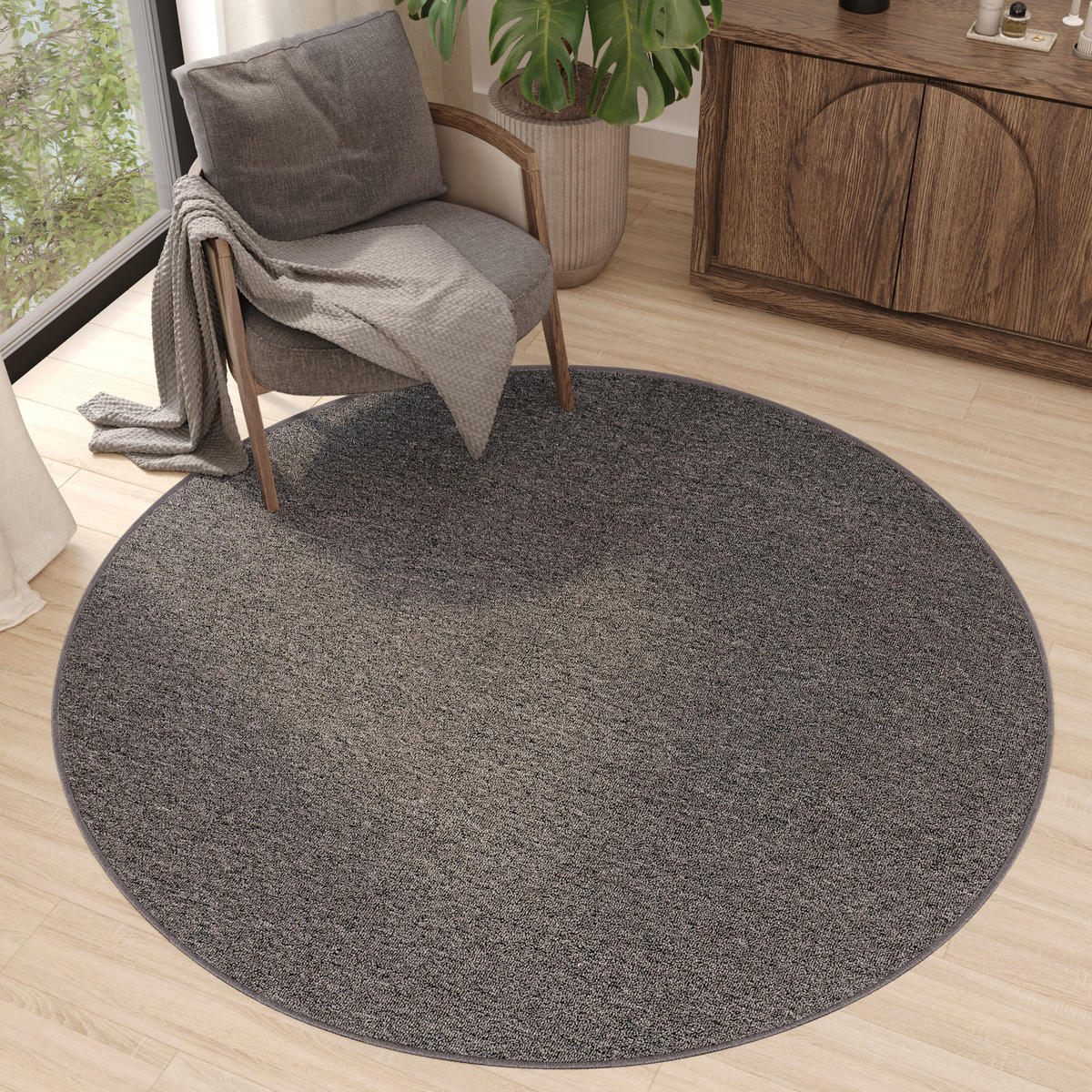 TEPPICH NIZZA Grau, rund 120/120 cm - Grau, Textil (120/120cm) - Tapiso