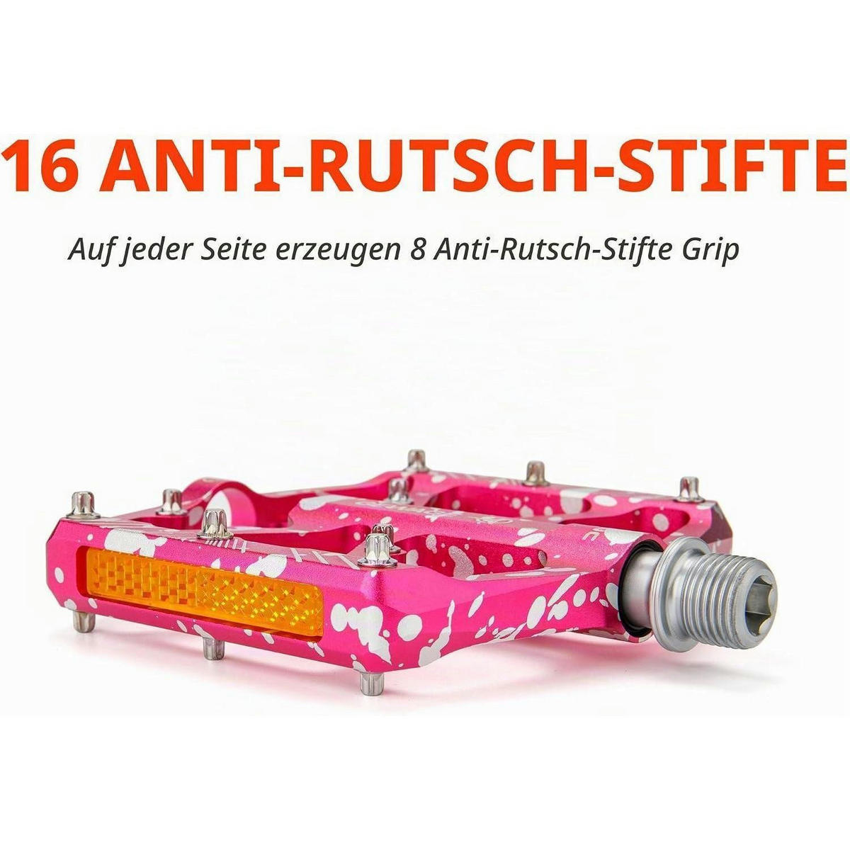 FAHRRADPEDALE Pink mit Reflektoren und 3 Lagern - Pink, Metall (11.8/1.5/10.1cm)