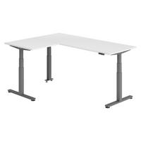 ECKSCHREIBTISCH elektrisch höhenverstellbar L-Form 160/200/74 cm in Weiß/Graphitfarben - Graphitfarben/Weiß, Holzwerkstoff (160/200/74cm) - bümö