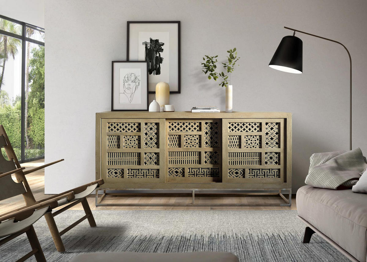 SIDEBOARD aus Mangoholz und Metall - Braun, Holz (40/95/190cm) - Giner y Colomer
