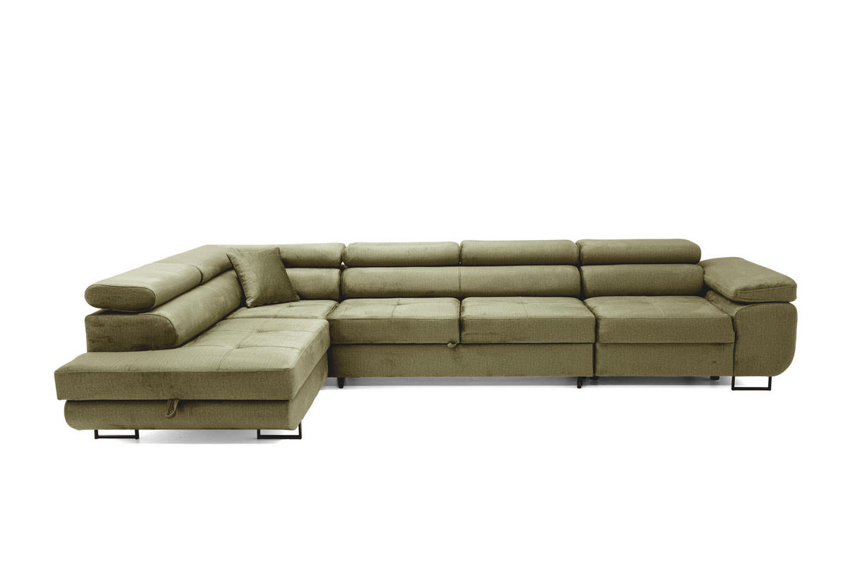 ECKSOFA WILD MAXI Links Hellgrün - Chromfarben/Hellgrün, Holz/Textil (350/203cm) - Muffo