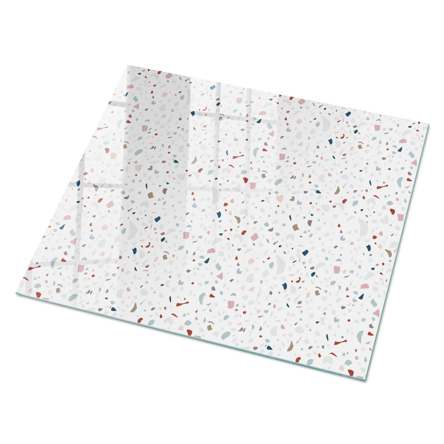GLASPLATTE 80x60 cm – Farbenfroher Terrazzo - Grau, Glas (0.4/80/60cm) - ArtPrintCave