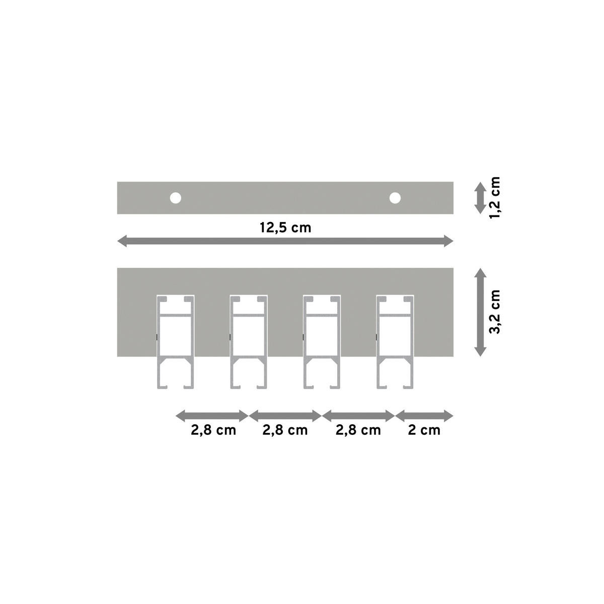 INNENLAUF-GARDINENSTANGEN-SET Smartline Paxo 280 cm (geteilt in 2 x 140 cm), 4-läufig, 14x35 mm Weiß - Weiß, Metall (280cm) - INTERDECO