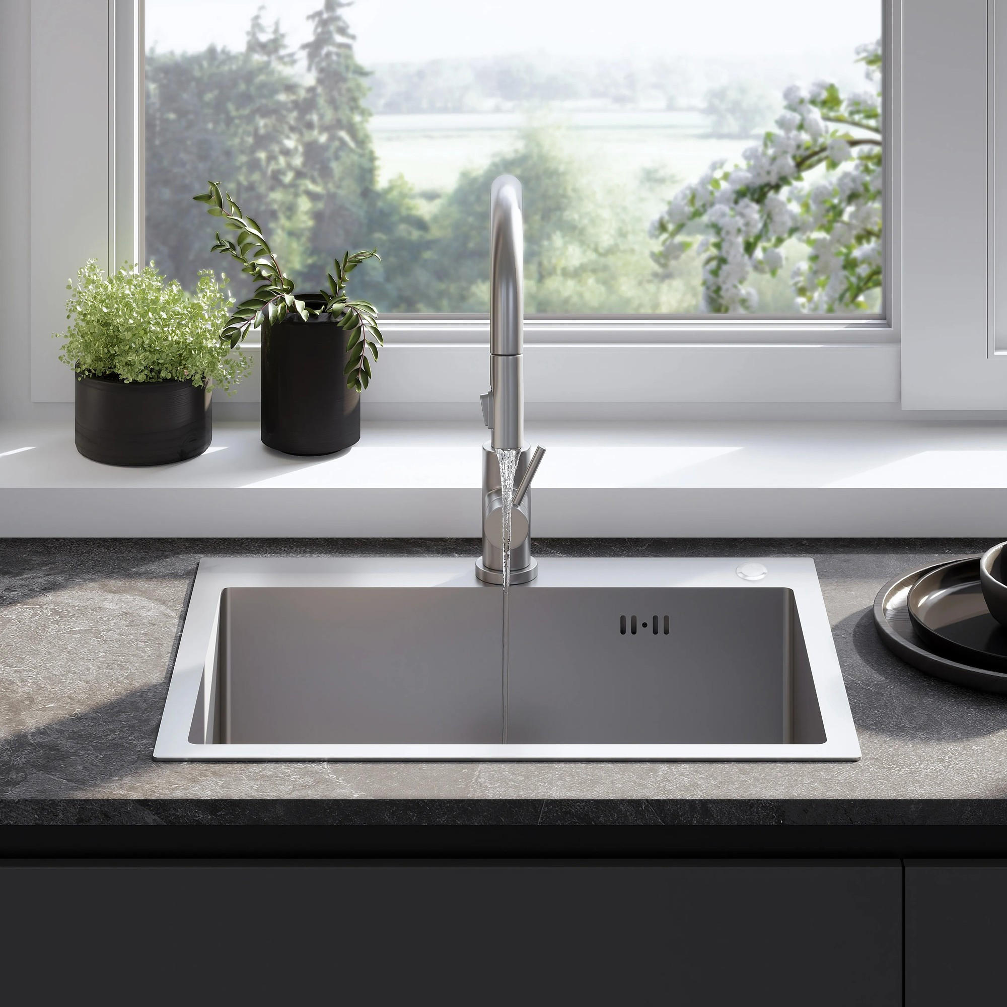 REA Edelstahlspüle Nickel 45x18.5x58 cm