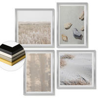 WANDBILDER 4er Set - 50x50 cm & 40x60 cm Silberner Rahmen - Boho-Naturtexturen - Silberfarben, Kunststoff (50/50cm) - ArtPrintCave