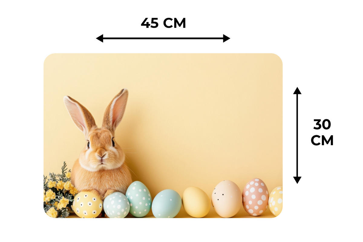 PLATZSETS 6er-Set Eier - Kaninchen - Pastellfarbtöne Unterlage 45x30 cm - Hellgelb, Kunststoff (0.3/45/30cm) - MuchoWow