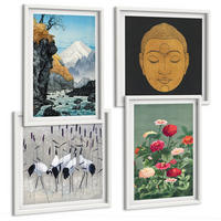 BILDER SET 4er Set - 50x50 cm & 40x60 cm Weißer Rahmen - Japanische Natur und Japandi-Stil - Weiß, Kunststoff (50/50cm) - TULUP