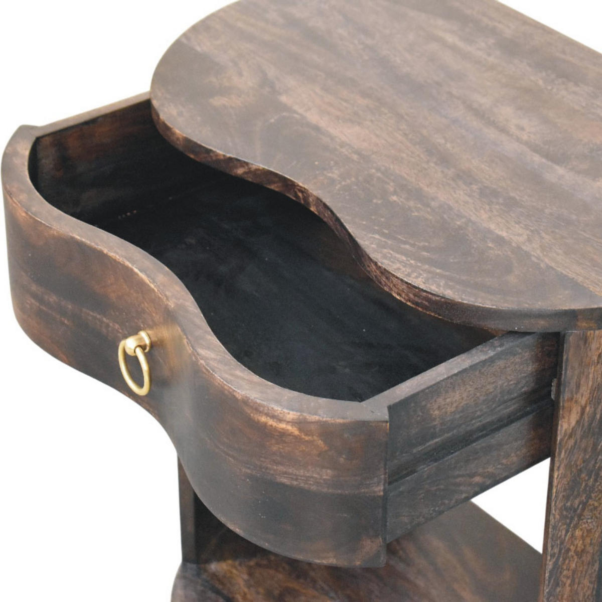 NACHTTISCH mit Carbon-Esche-Finish, 1 Schublade, mit altmodischem Griff, dunkelbraun - Dunkelbraun, Holz/Metall (55/58/35cm) - Artisan Furniture
