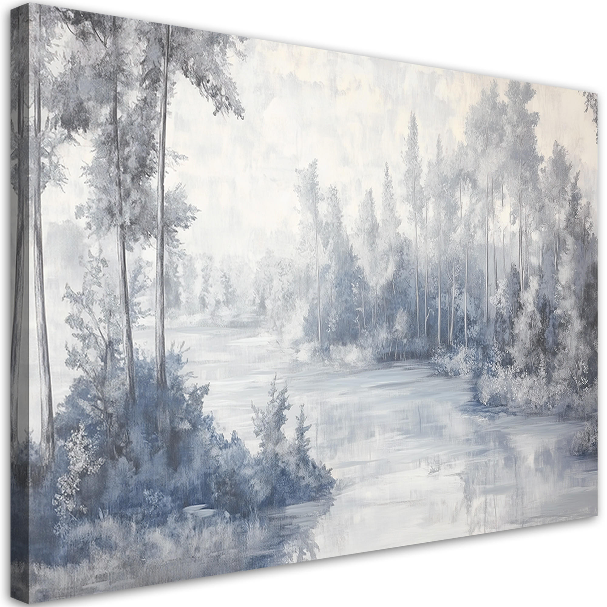 WANDBILD fluss natur bäume - Blau, Textil (60/40cm) - Feeby