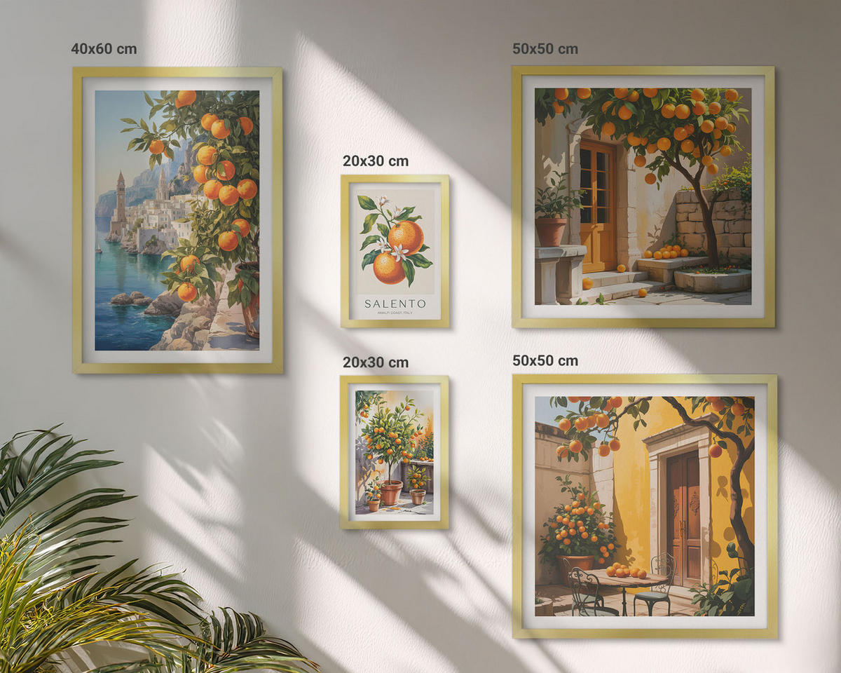WANDBILDER 5er Set - 50x50 cm & 20x30 cm & 40x60 cm Goldrahmen - Stadtansichten von Gebäuden - Goldfarben, Kunststoff (40/60cm) - ArtPrintCave