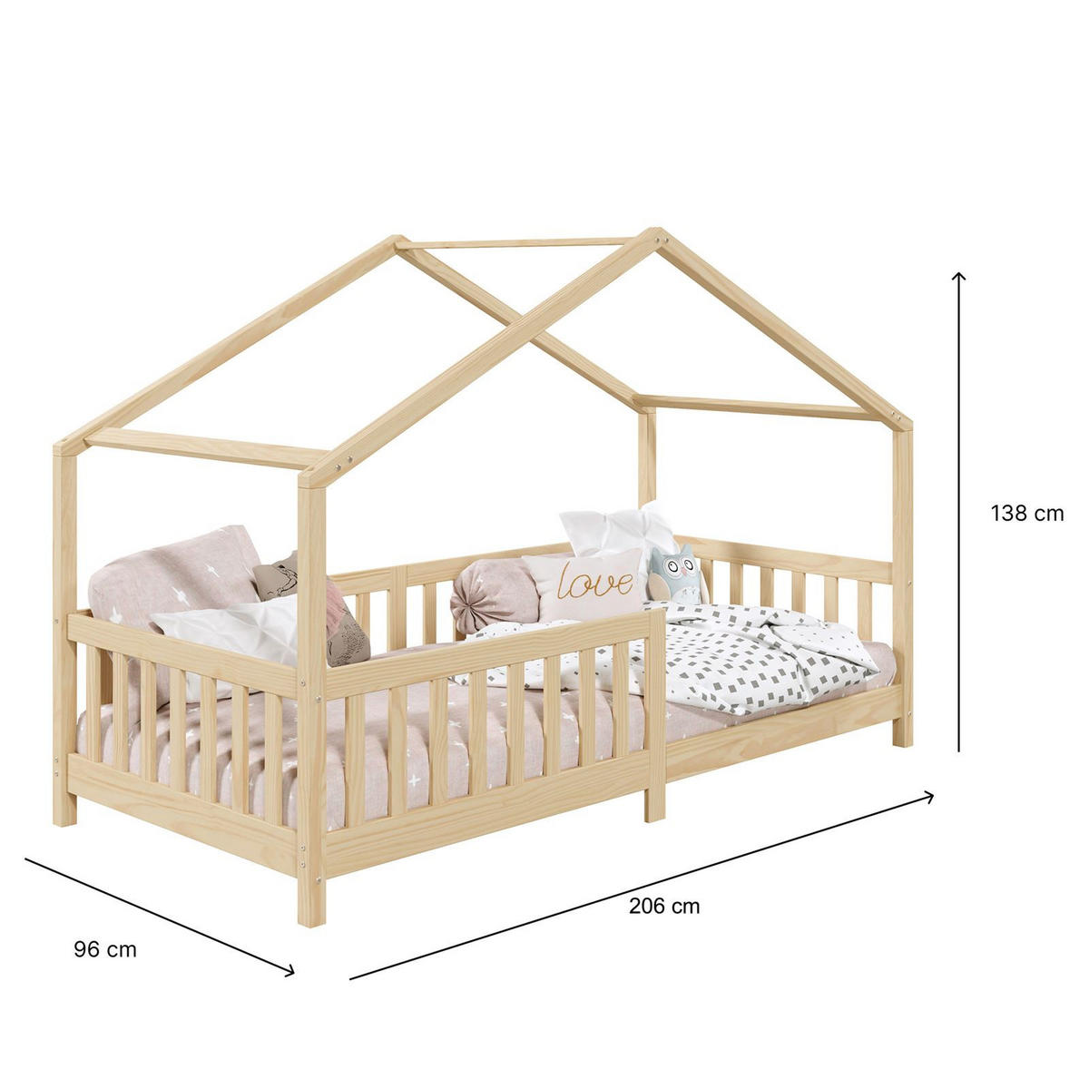 HAUSBETT LISAN 90X200 CM - Naturfarben, Holz (96/138/206cm) - IDIMEX