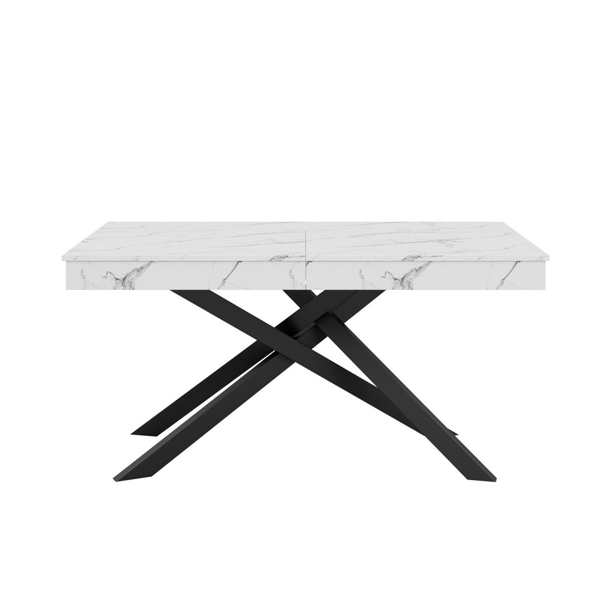 JEDILNA miza 140/180/80 cm z raztegljivo ploščo, 93 mm debelo ploščo in stabilnimi križnimi nogami, Bela - bela, leseni material (180/80/76cm) - Redom