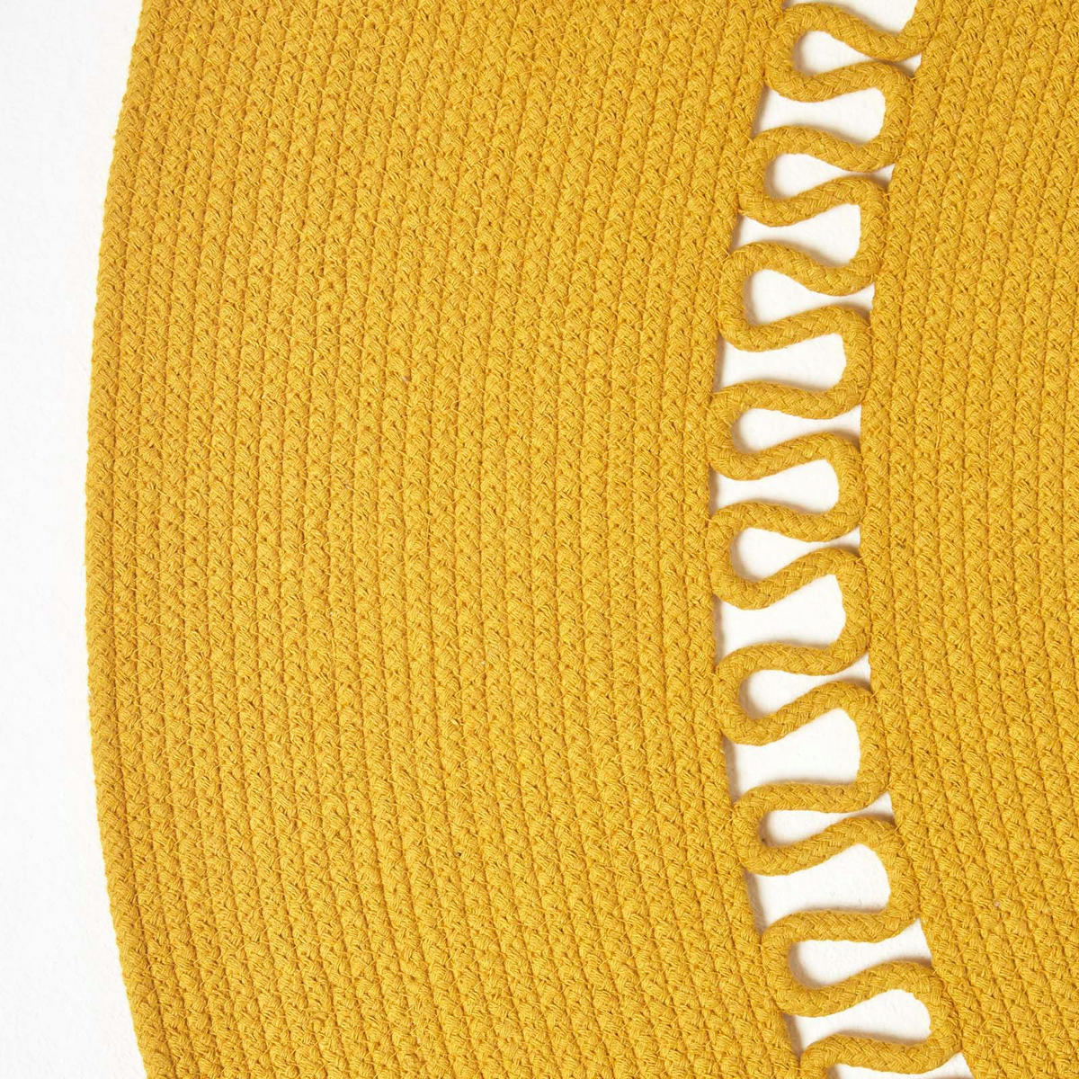 TEPPICH geflochten rund mit Häkel-Muster 150 cm - Currygelb, Textil (150/150cm) - Homescapes
