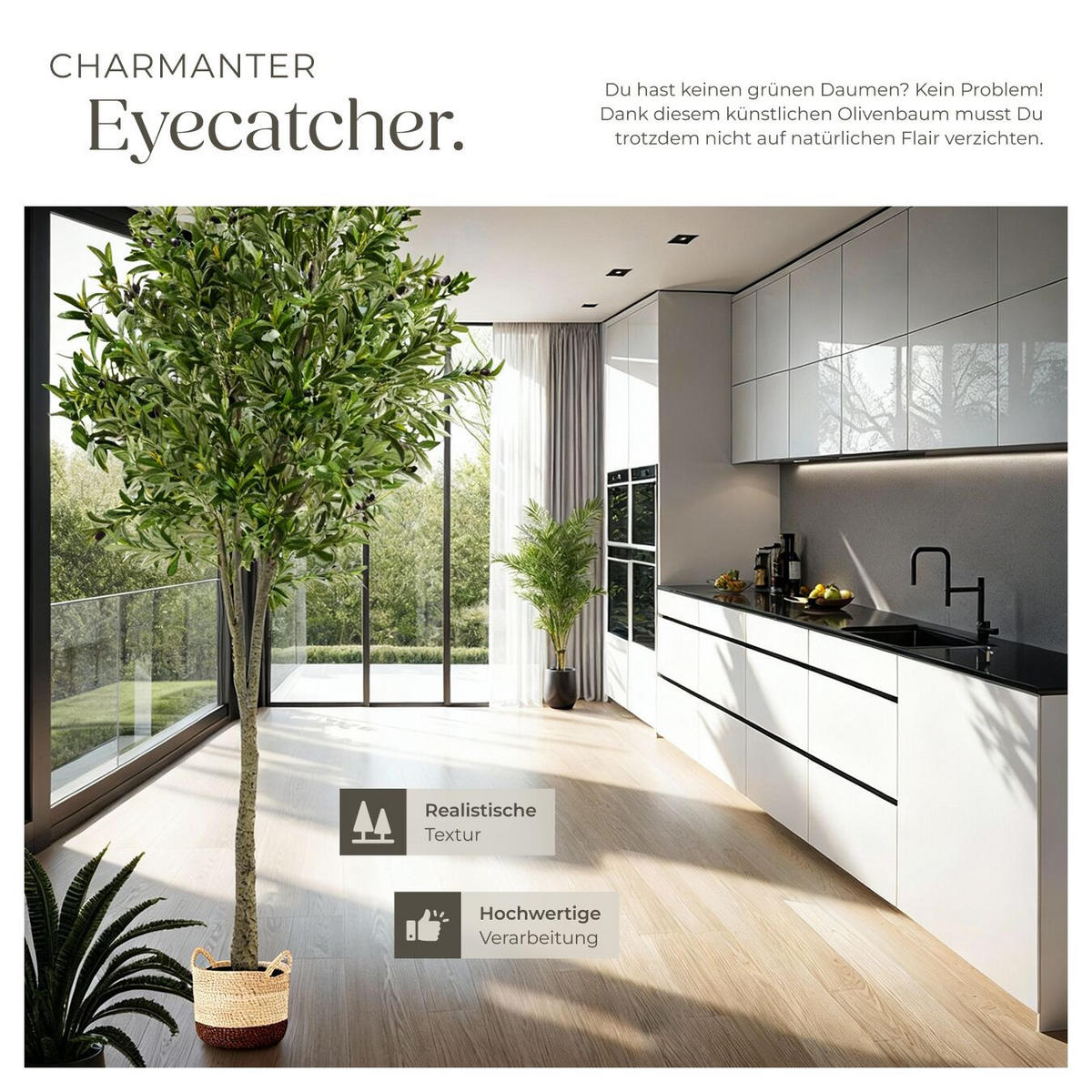 KÜNSTLICHER OLIVENBAUM Oleand, stabiler Kunststoff Blumentopf, grün - Grün, Kunststoff (210cm) - tectake