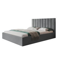 BETT 180x200 - Polsterbett mit Bettkasten und Metallrahmen - Modern Betten - Weicher Jasminstoff - Kollektion Sapporo - Grau - Grau, Holz/Textil (180/200cm) - Alpi-Möbel